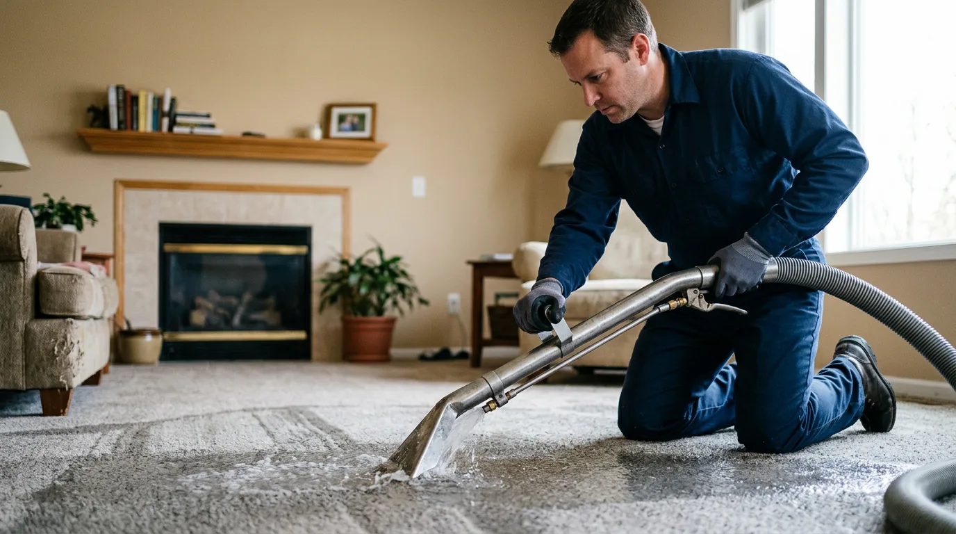 Water damage restoration technician working near Dawsonville, GA